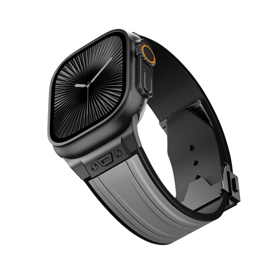 Grey B Luxury Mechanical Slicone Sports Band By Shopyholy Compatible For Apple Watch