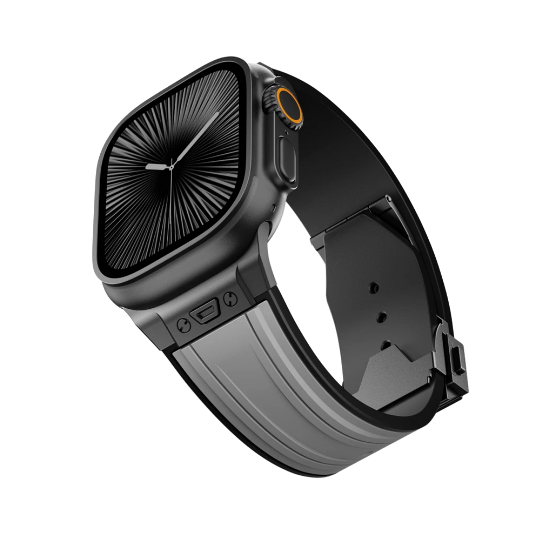 Grey B Luxury Mechanical Slicone Sports Band By Shopyholy Compatible For Apple Watch