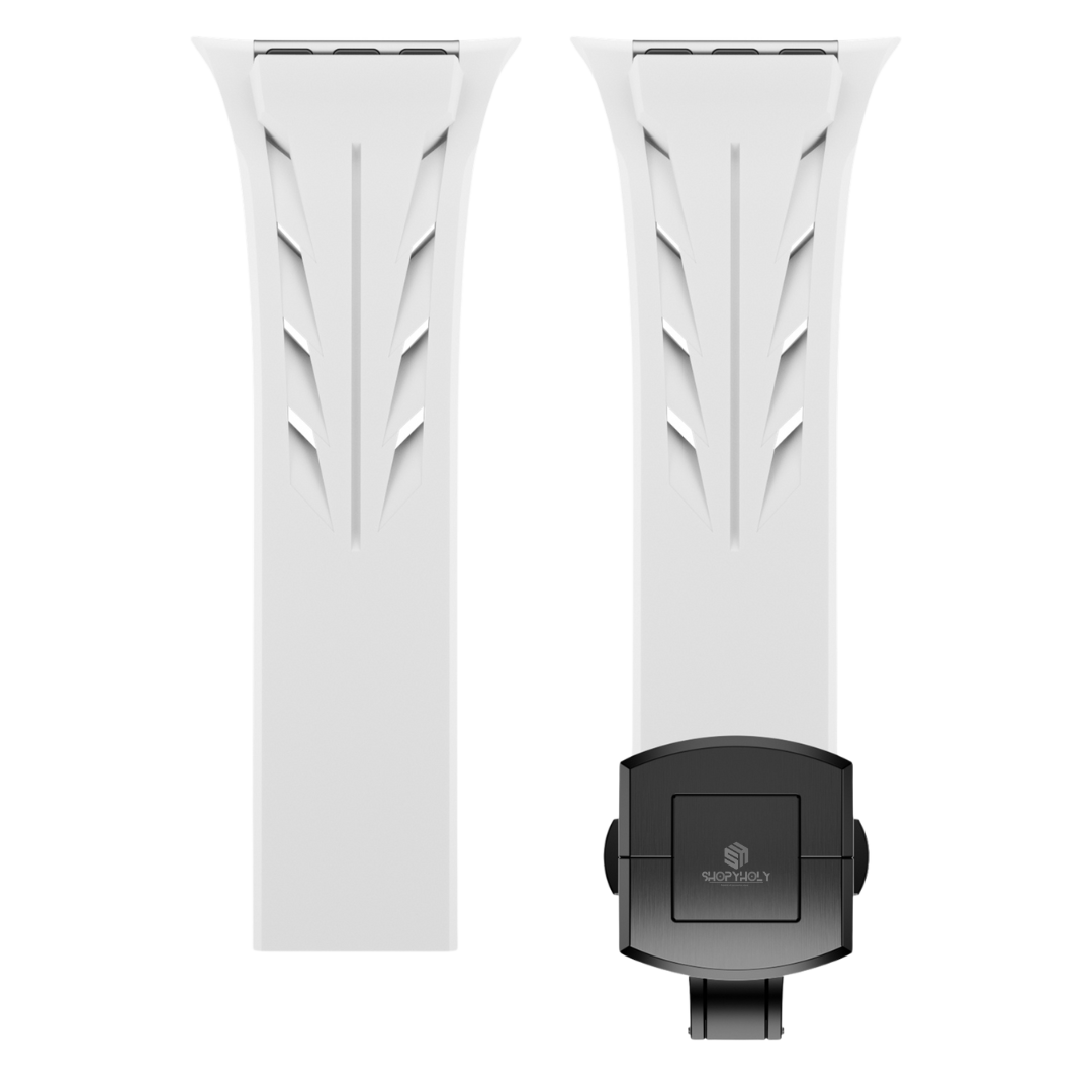 White Black Luxury Concept Silicone Straps By Shopyholy Compatible For Apple Watch