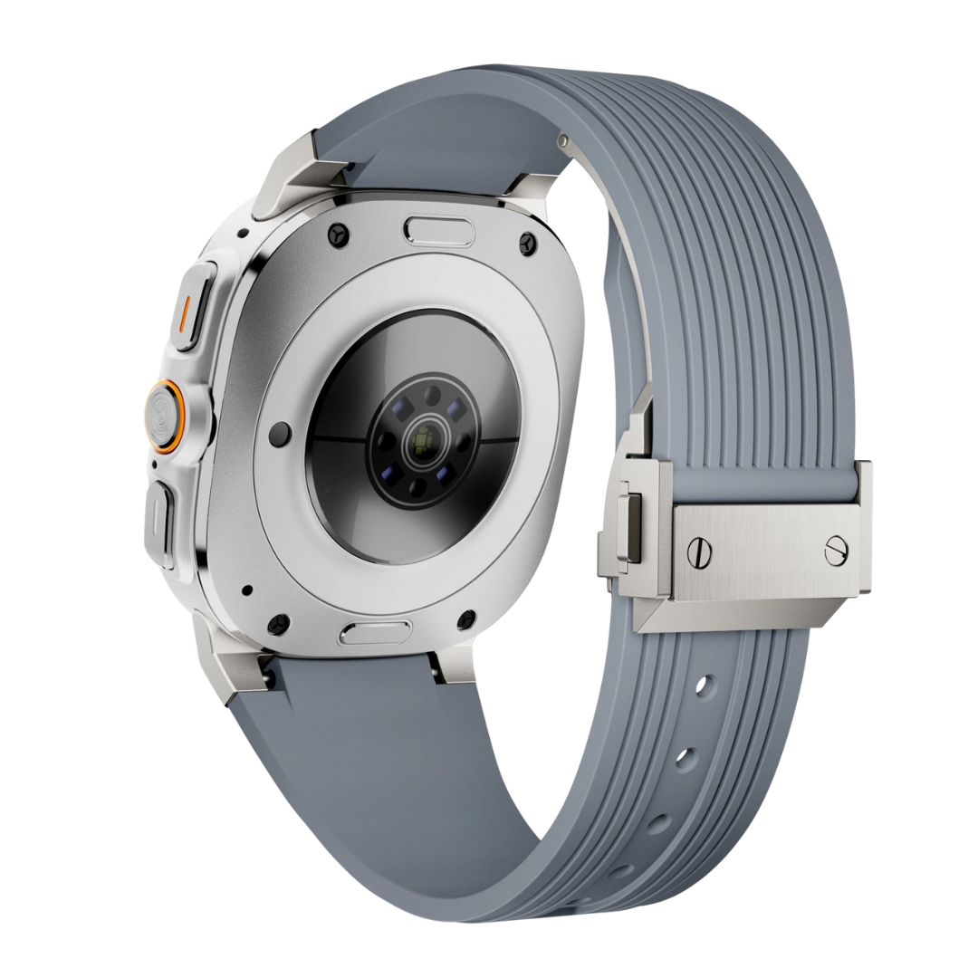 Grey Luxury Galaxy Watch Ultra 47mm Silicone Band with Folding Clasp