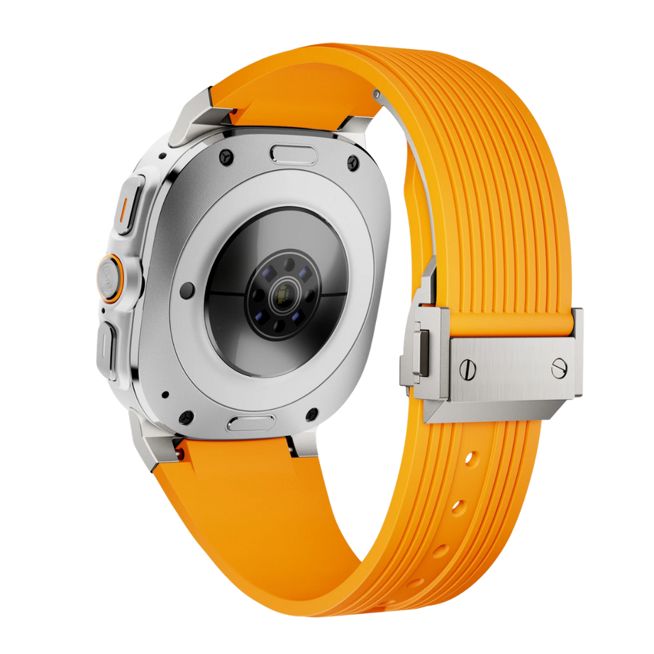 Orange Luxury Galaxy Watch Ultra 47mm Silicone Band with Folding Clasp