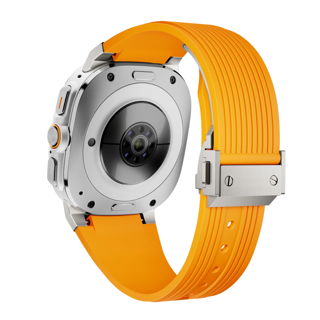 Orange Luxury Galaxy Watch Ultra 47mm Silicone Band with Folding Clasp