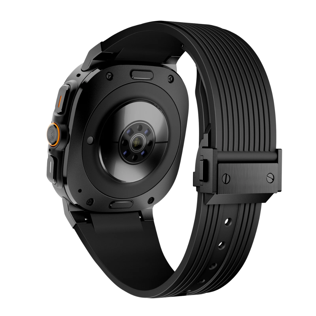 Full Black Luxury Galaxy Watch Ultra 47mm Silicone Band with Folding Clasp