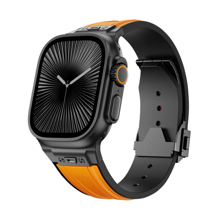 Orange B Luxury Mechanical Slicone Sports Band By Shopyholy Compatible For Apple Watch