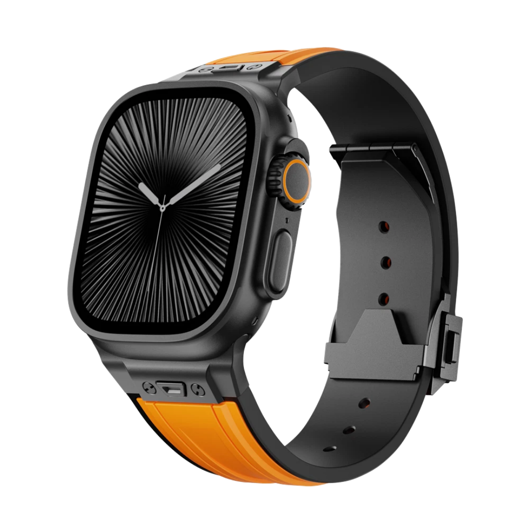 Orange B Luxury Mechanical Slicone Sports Band By Shopyholy Compatible For Apple Watch