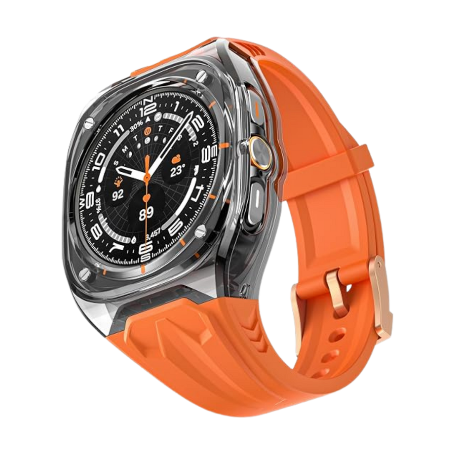 Orange B Transparent Rugged Case with Silicone Band for Samsung Galaxy Watch Ultra 47mm