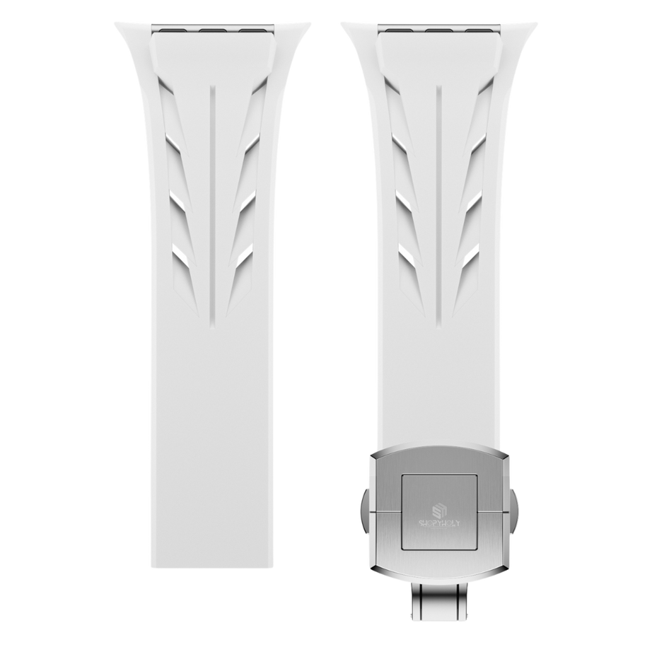 White Luxury Concept Silicone Straps By Shopyholy Compatible For Apple Watch