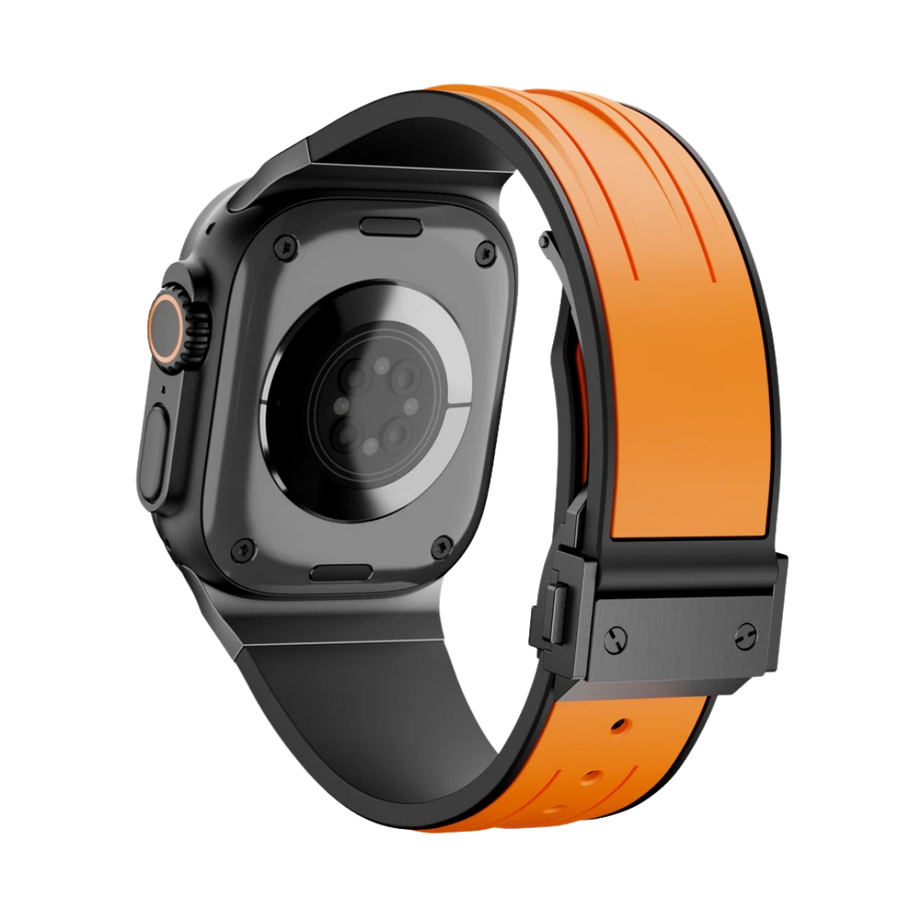 Orange B Luxury Mechanical Slicone Sports Band By Shopyholy Compatible For Apple Watch