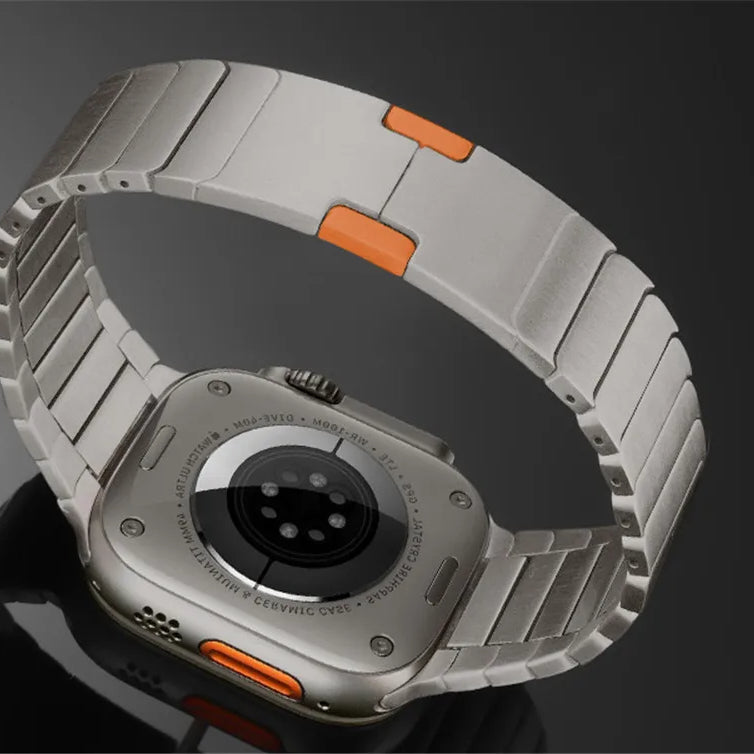 Titanium Orange Premium Metal Link Bracelet By Shopyholy For iWatch Ultra