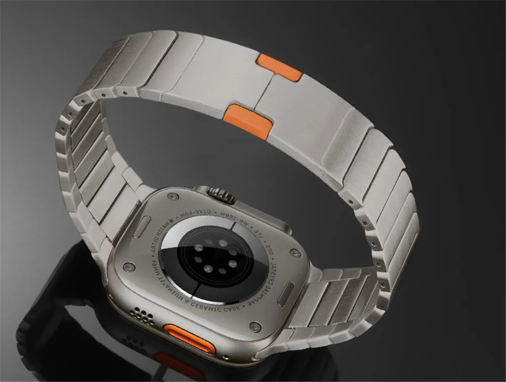 Titanium Orange Premium Metal Link Bracelet By Shopyholy For iWatch Ultra