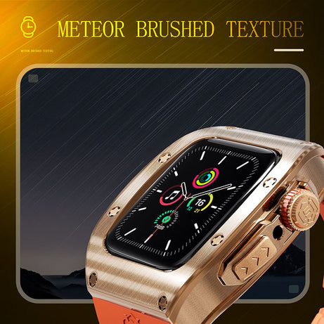 Rose Gold Orange Luxury Stainless Steel Case with Silicone Straps For iWatch