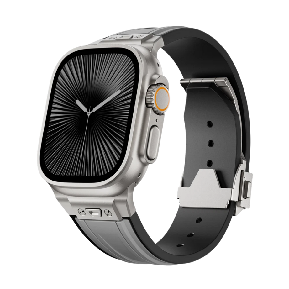 Grey Luxury Mechanical Slicone Sports Band By Shopyholy Compatible For Apple Watch