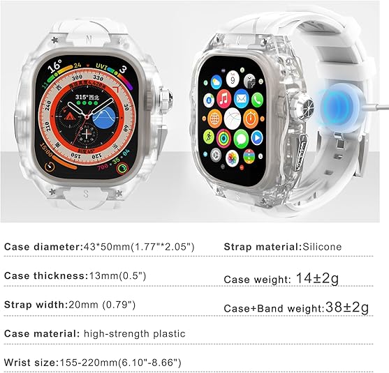 49MM Transparent Luxury Translucent Racing Case By Shopyholy Compatible For Apple Watch Ultra 1/2