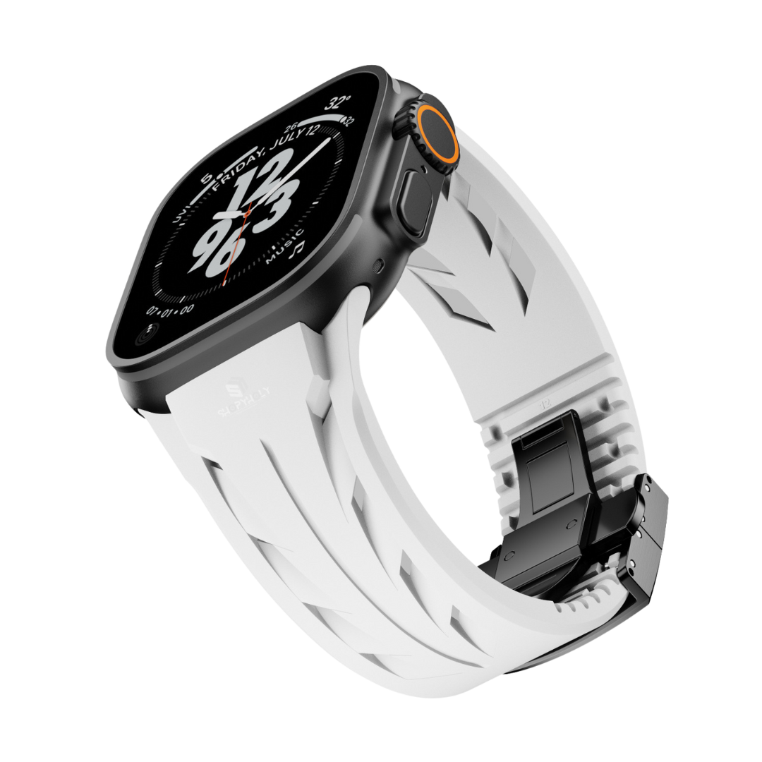 White Black Luxury Concept Silicone Straps By Shopyholy Compatible For Apple Watch