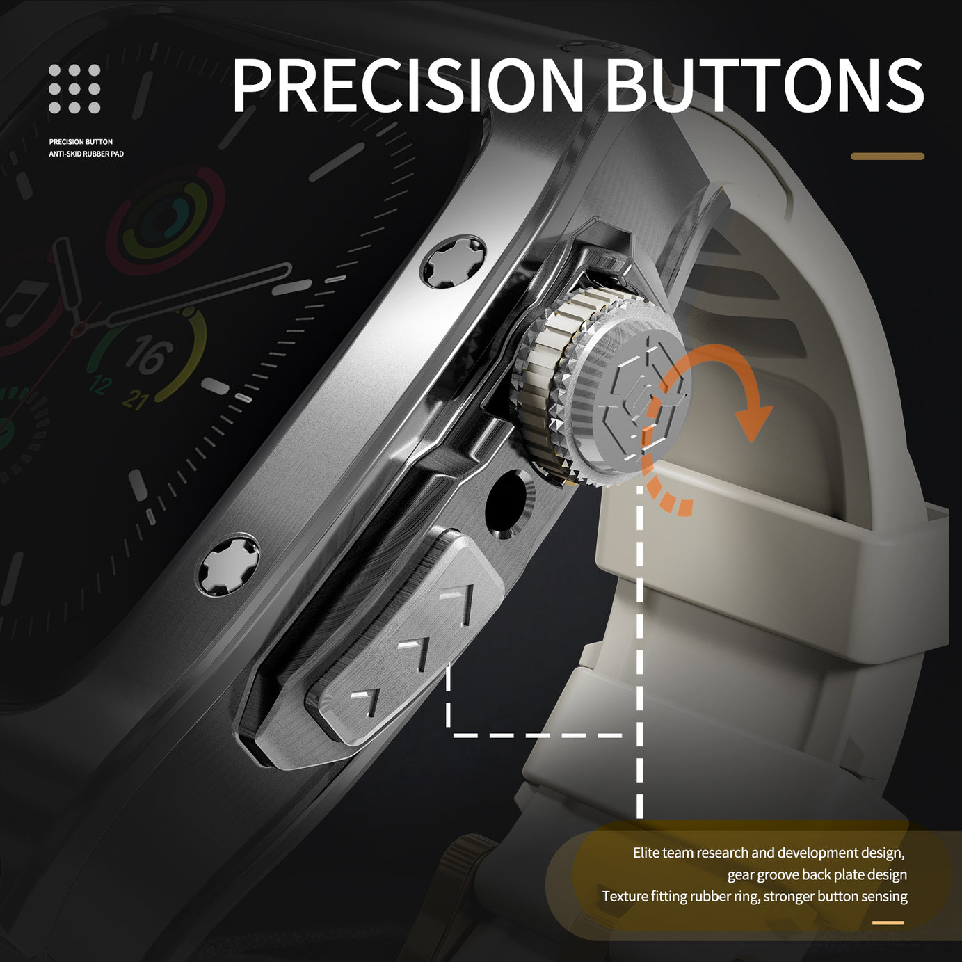 Silver Star Luxury Stainless Steel Case with Silicone Straps For iWatch