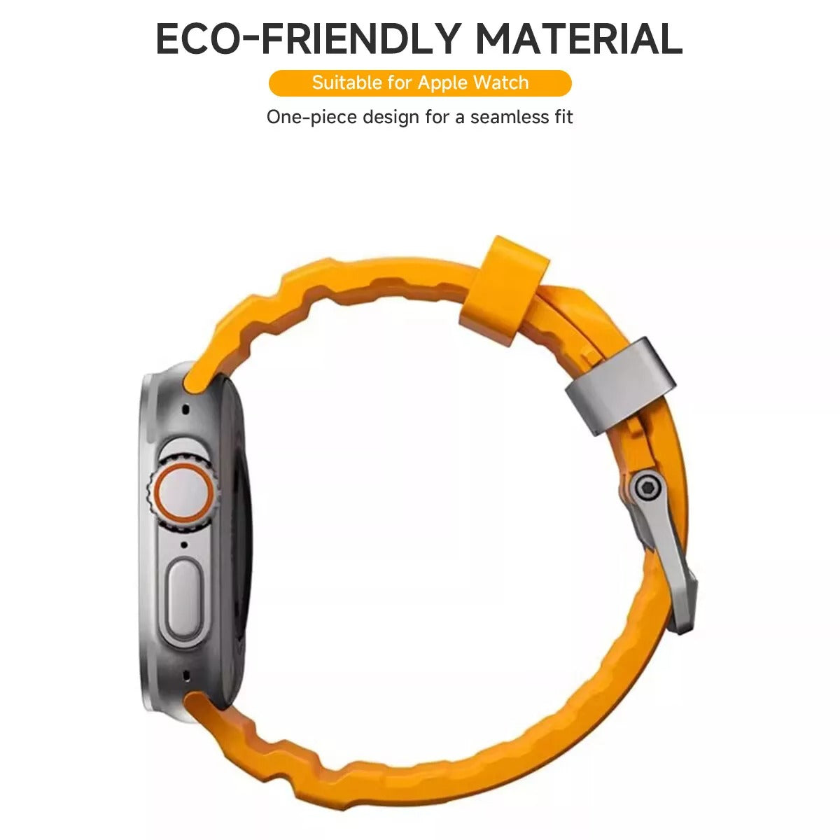 Yellow T Premium Rugged Silicone With Metal Buckle By Shopyholy Compatible For Apple Watch