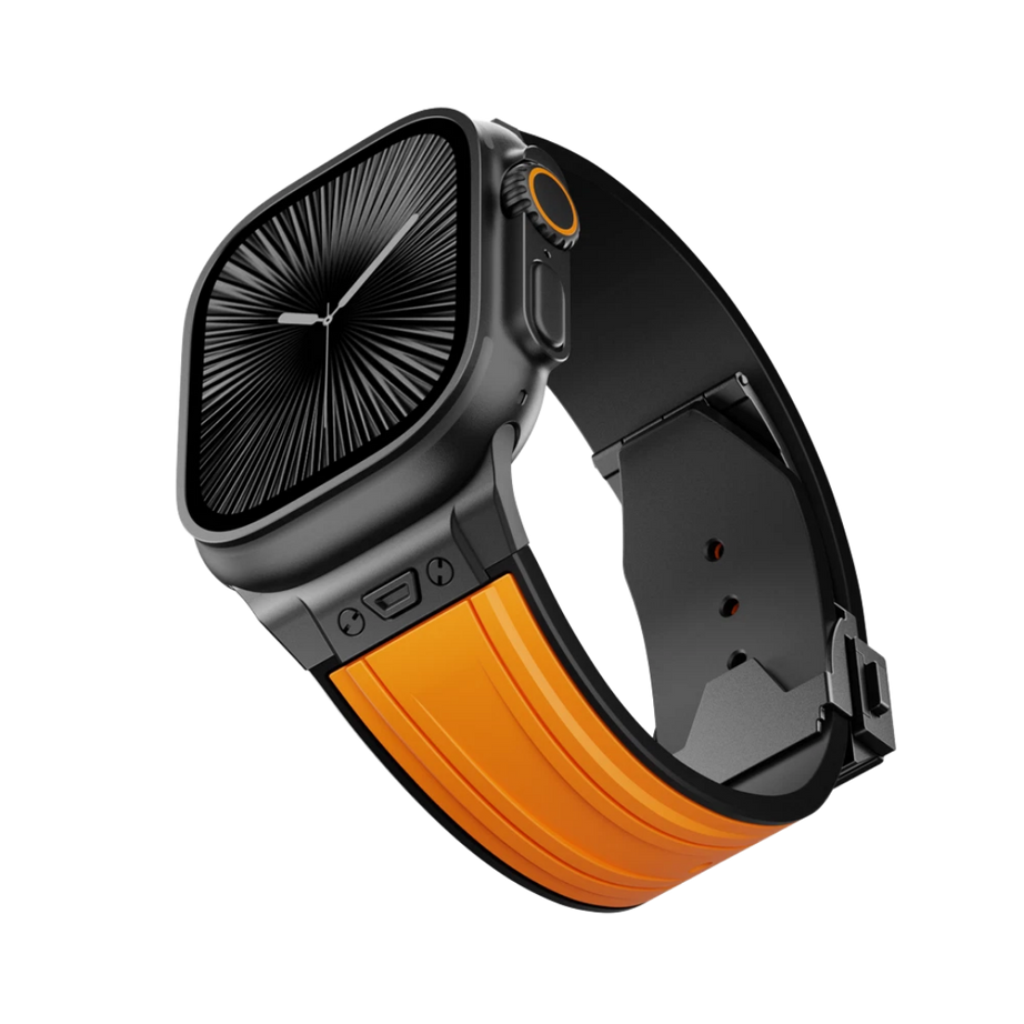 Orange B Luxury Mechanical Slicone Sports Band By Shopyholy Compatible For Apple Watch