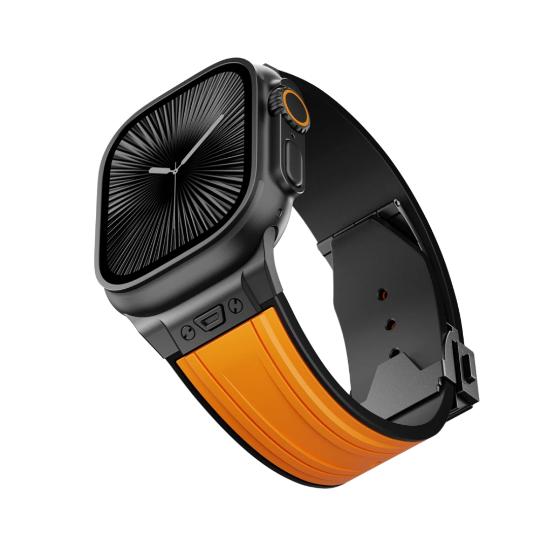 Orange B Luxury Mechanical Slicone Sports Band By Shopyholy Compatible For Apple Watch