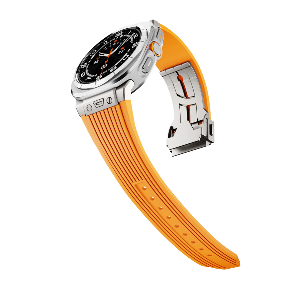 Orange Luxury Galaxy Watch Ultra 47mm Silicone Band with Folding Clasp