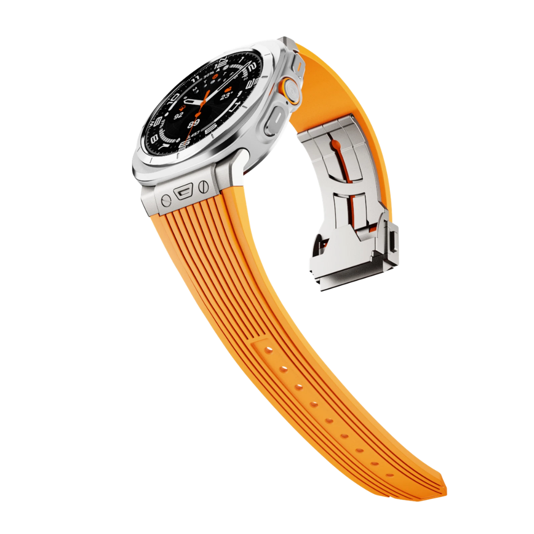 Orange Luxury Galaxy Watch Ultra 47mm Silicone Band with Folding Clasp