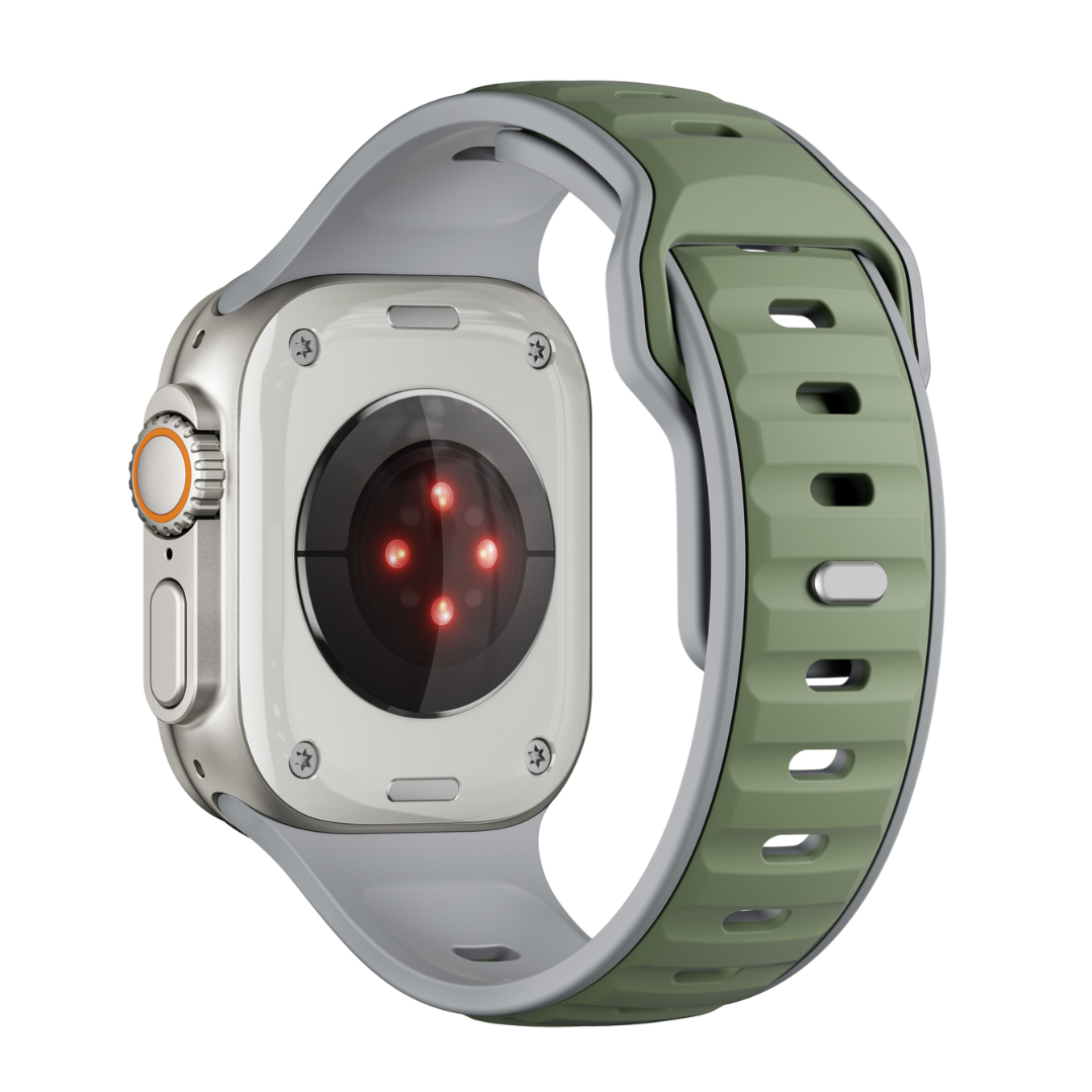 Grey Green Premium Aspro Silicone Sports Bands By Shopyholy Compatible For Apple Watch