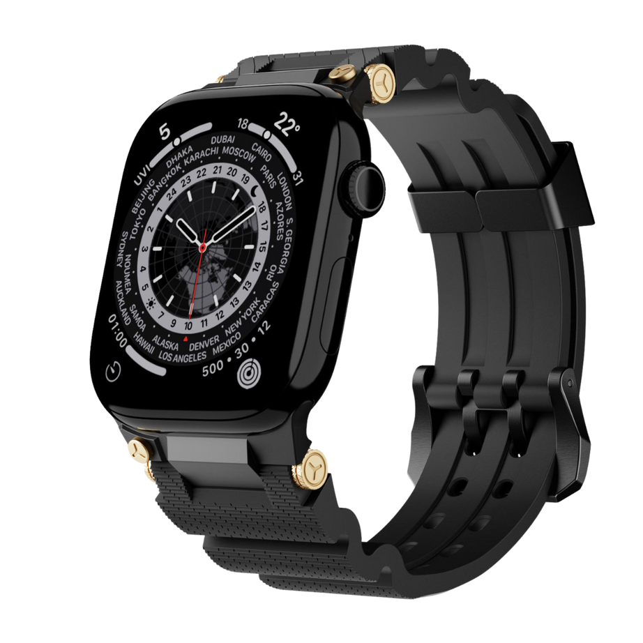 Full Black Luxury Veltrix Silicone Straps By Shopyholy Compatible For Apple Watch