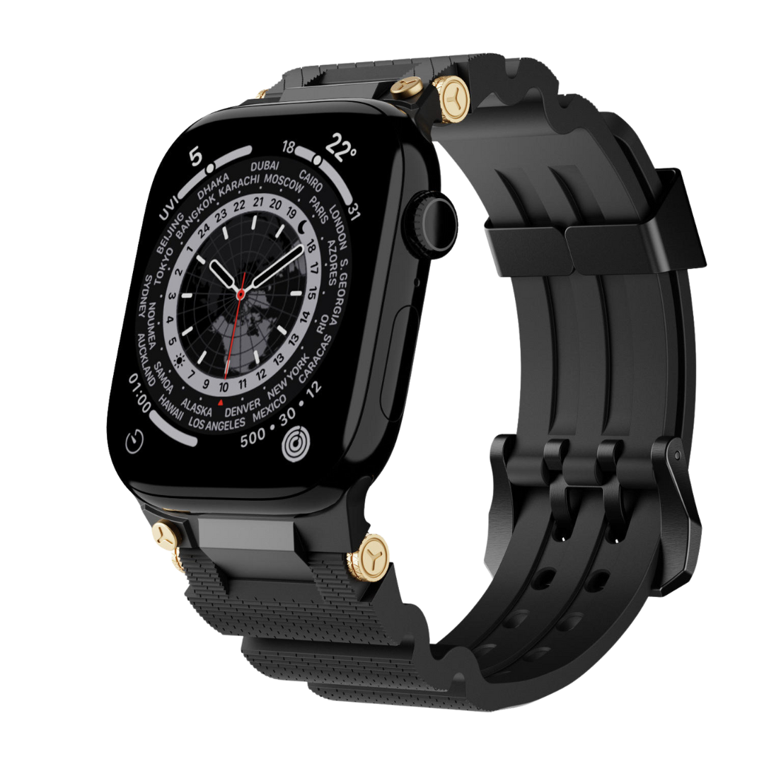 Full Black Luxury Veltrix Silicone Straps By Shopyholy Compatible For Apple Watch