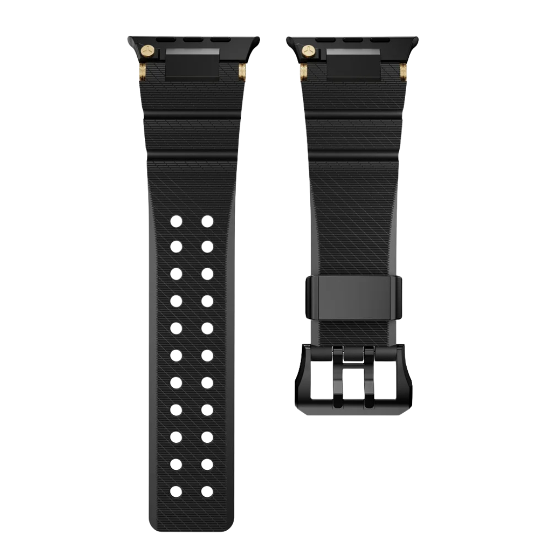 Full Black Luxury Veltrix Silicone Straps By Shopyholy Compatible For Apple Watch