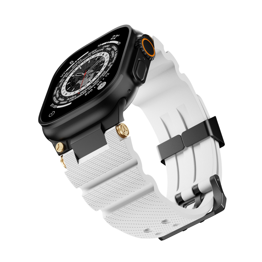 White B Luxury Veltrix Silicone Straps By Shopyholy Compatible For Apple Watch