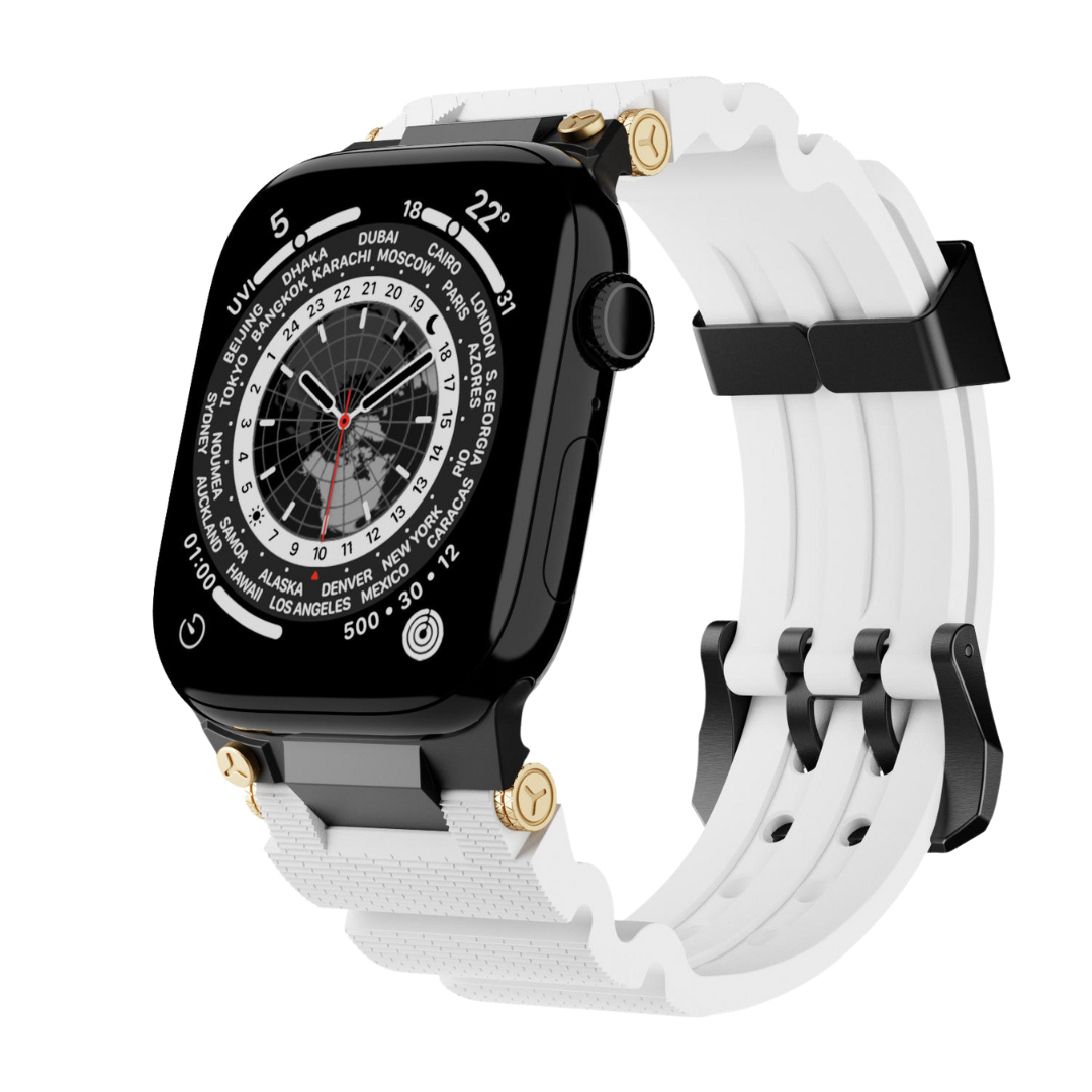 White B Luxury Veltrix Silicone Straps By Shopyholy Compatible For Apple Watch
