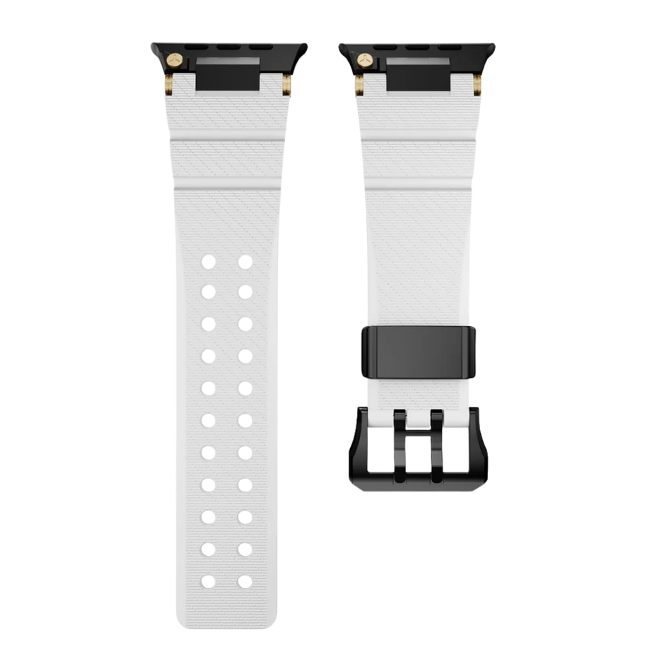 White B Luxury Veltrix Silicone Straps By Shopyholy Compatible For Apple Watch