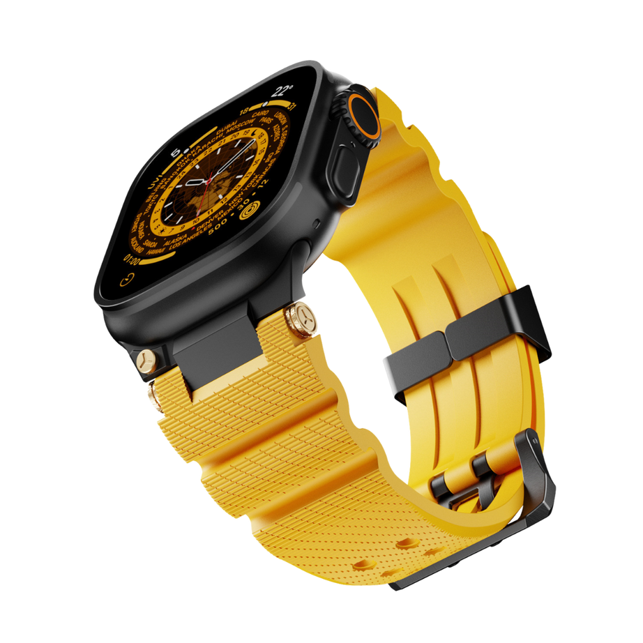 Yellow B Luxury Veltrix Silicone Straps By Shopyholy Compatible For Apple Watch