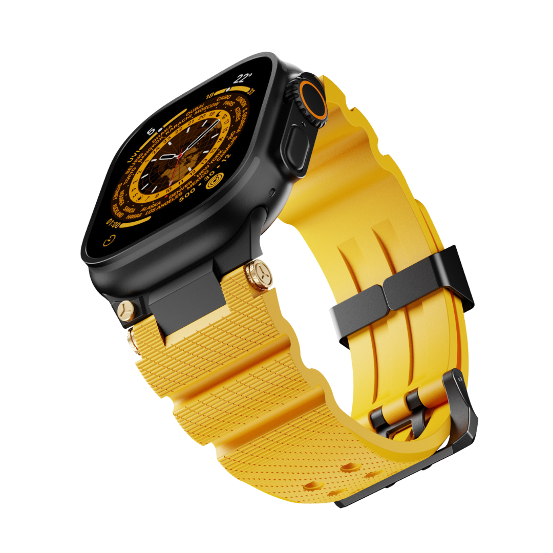 Yellow B Luxury Veltrix Silicone Straps By Shopyholy Compatible For Apple Watch