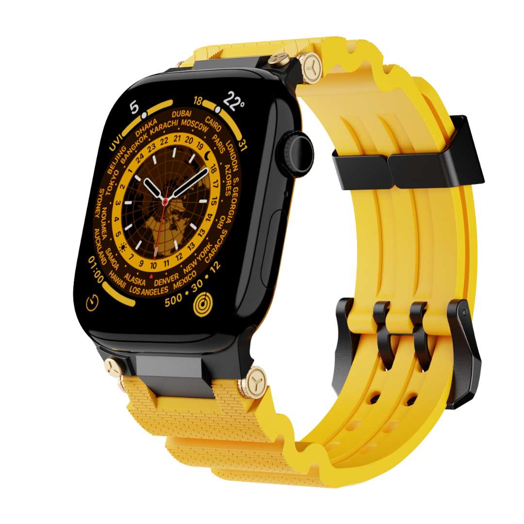 Yellow B Luxury Veltrix Silicone Straps By Shopyholy Compatible For Apple Watch