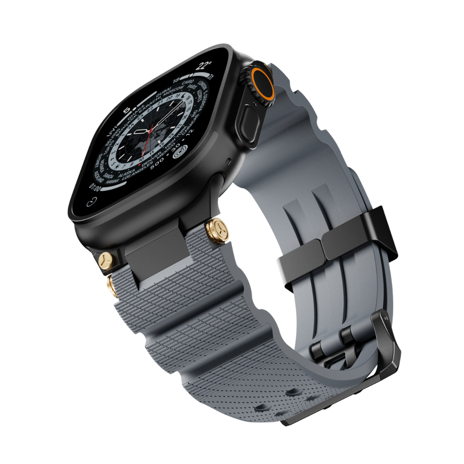 Grey B Luxury Veltrix Silicone Straps By Shopyholy Compatible For Apple Watch