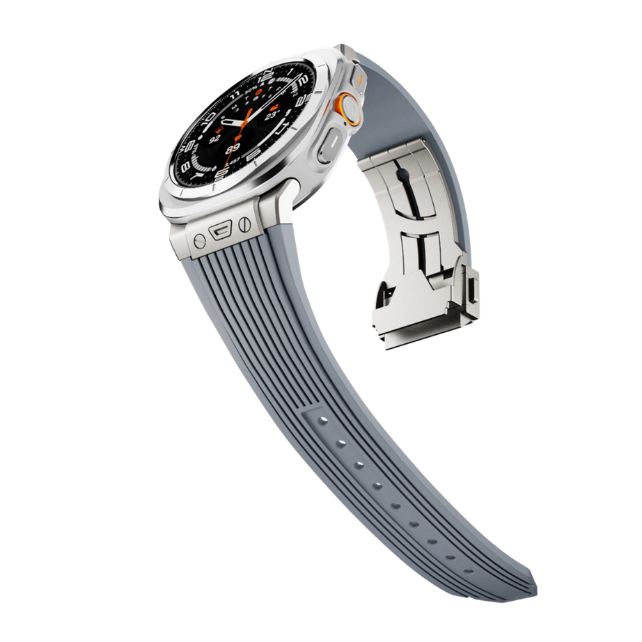 Grey Luxury Galaxy Watch Ultra 47mm Silicone Band with Folding Clasp