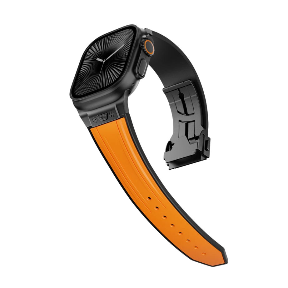 Orange B Luxury Mechanical Slicone Sports Band By Shopyholy Compatible For Apple Watch