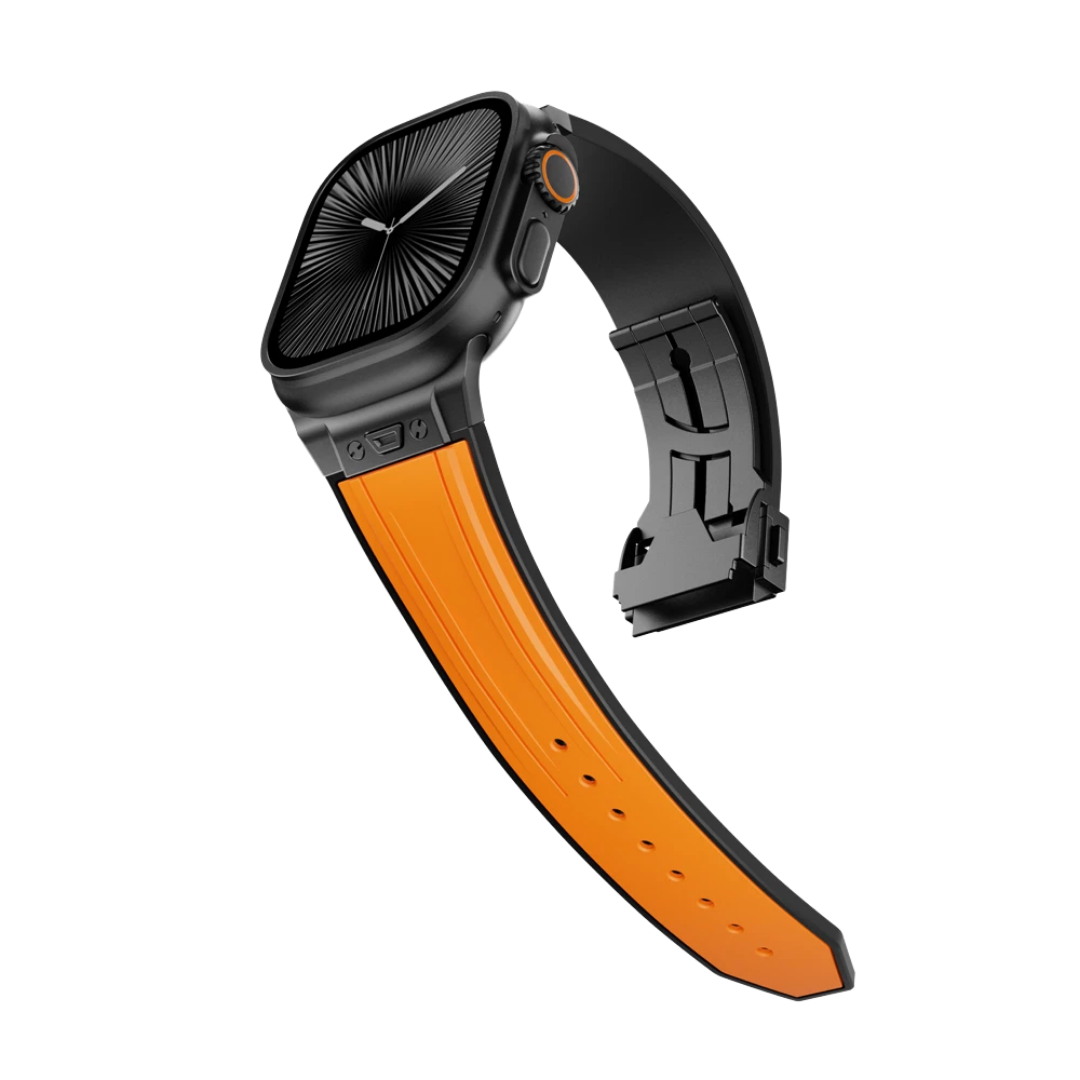 Orange B Luxury Mechanical Slicone Sports Band By Shopyholy Compatible For Apple Watch