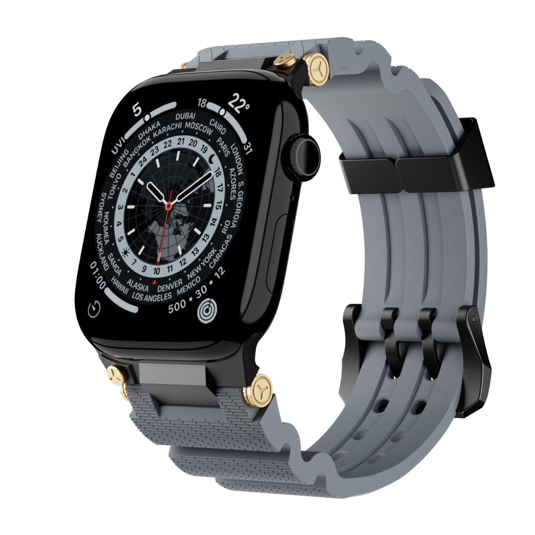 Grey B Luxury Veltrix Silicone Straps By Shopyholy Compatible For Apple Watch