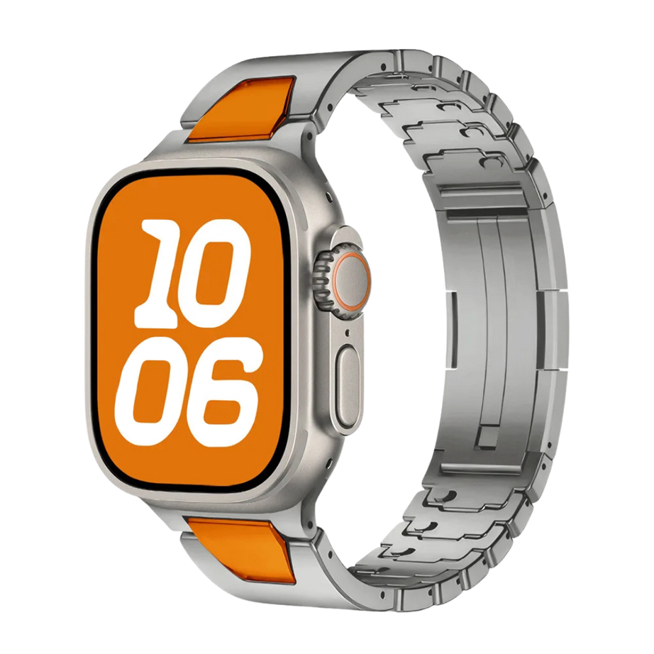 Titanium Orange Luxury Quilk Release Band By Shopyholy Compatible For Appe Watch