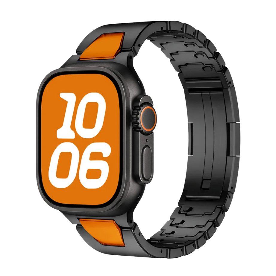 Black Orange Luxury Quilk Release Band By Shopyholy Compatible For Appe Watch