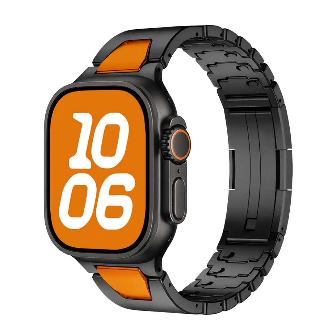 Black Orange Luxury Quilk Release Band By Shopyholy Compatible For Appe Watch