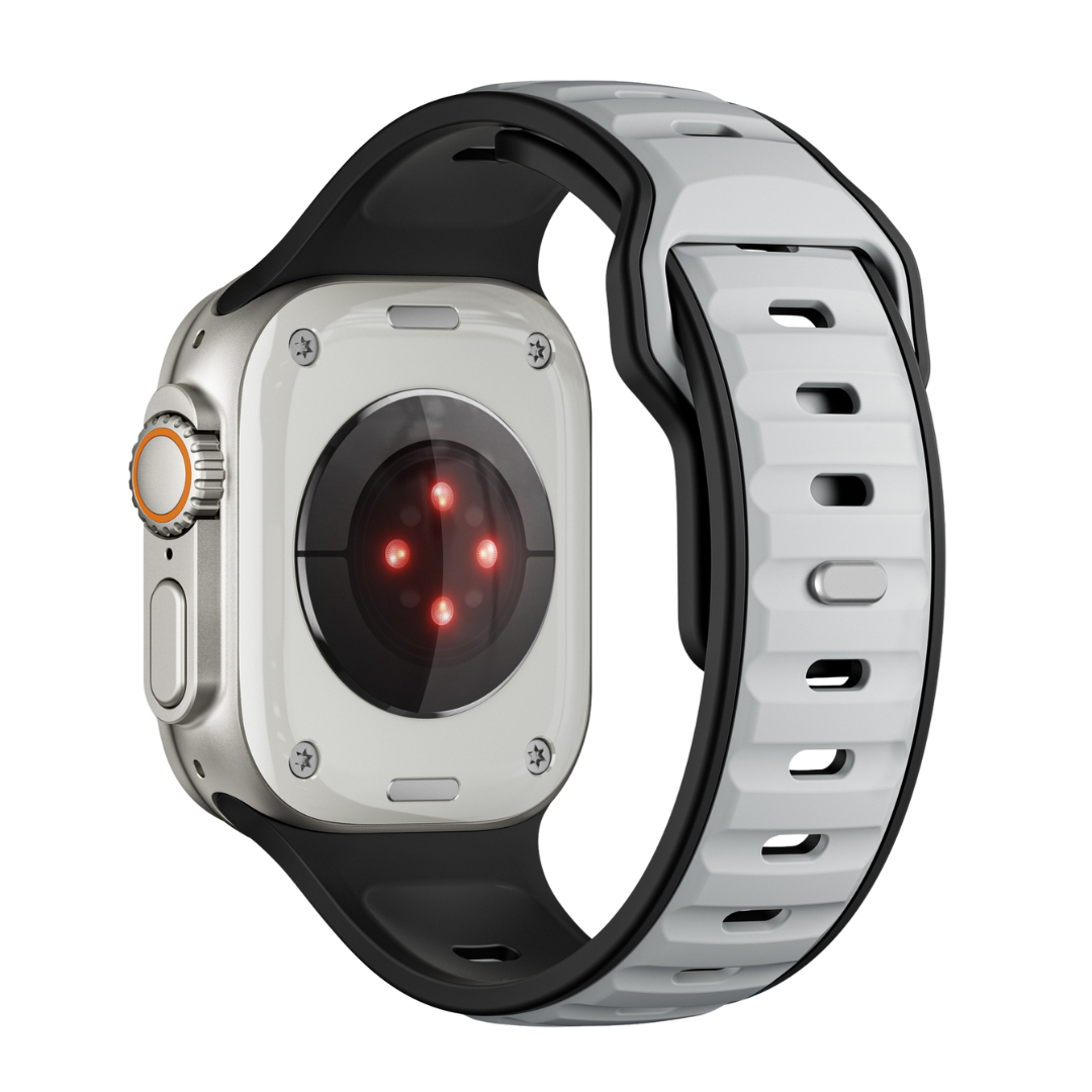 Black Grey Premium Aspro Silicone Sports Bands By Shopyholy Compatible For Apple Watch