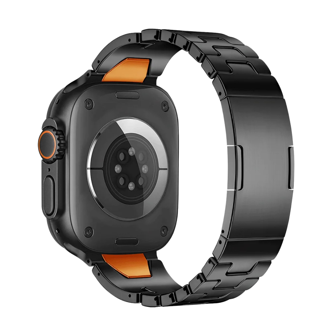 Black Orange Luxury Quilk Release Band By Shopyholy Compatible For Appe Watch