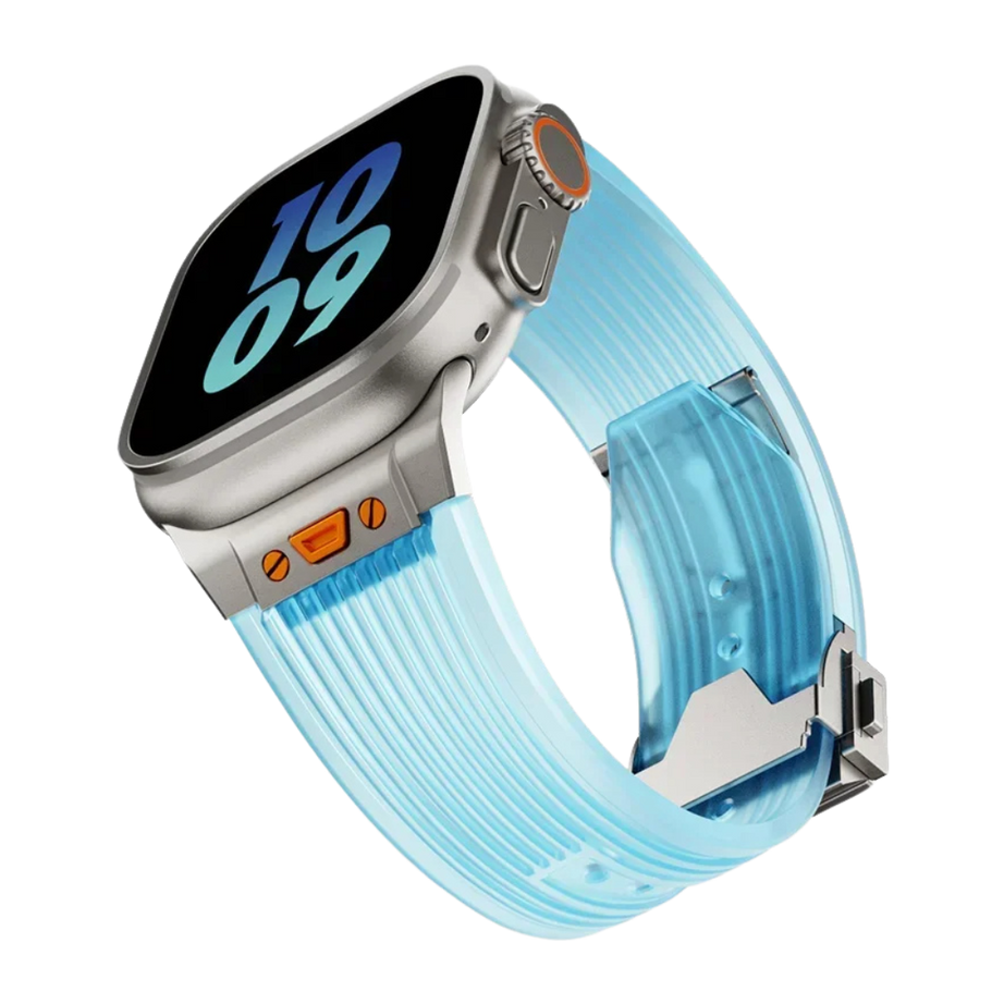 Blue Transparent Luxury Hublot Style Band By Shopyholy Compatible For Apple Watch