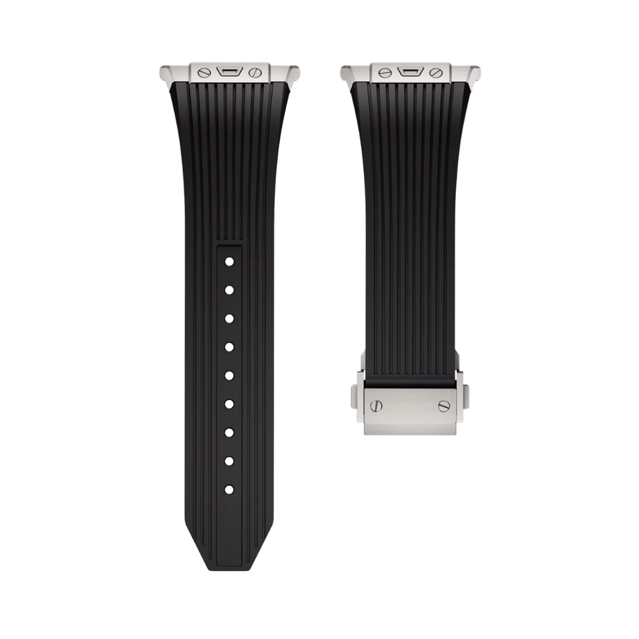 Black Luxury Galaxy Watch Ultra 47mm Silicone Band with Folding Clasp