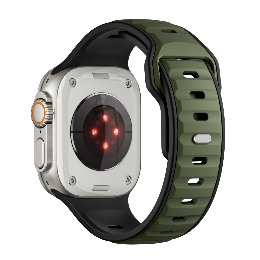 Black Green Premium Aspro Silicone Sports Bands By Shopyholy Compatible For Apple Watch