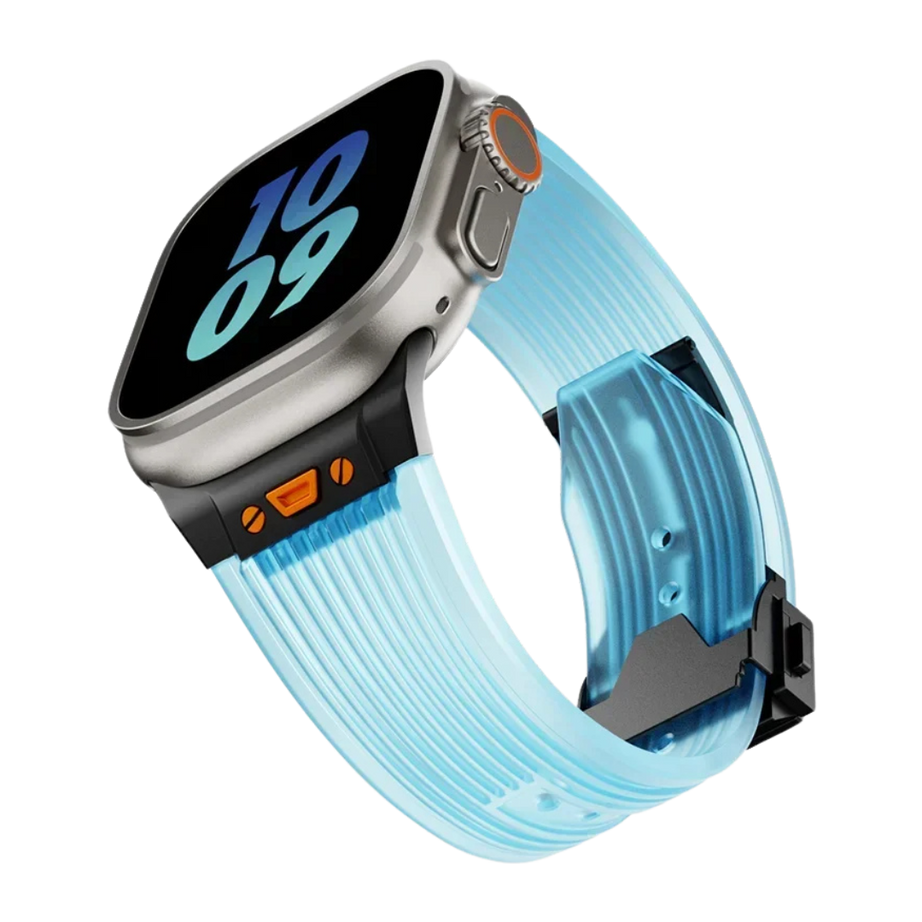 Blue Transparent B Luxury Hublot Style Band By Shopyholy Compatible For Apple Watch