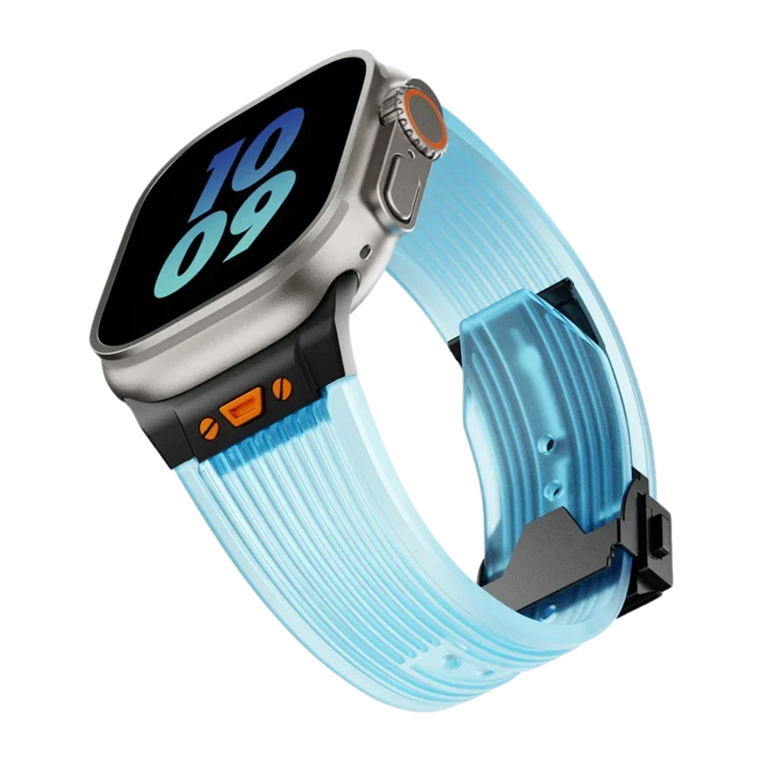 Blue Transparent B Luxury Hublot Style Band By Shopyholy Compatible For Apple Watch