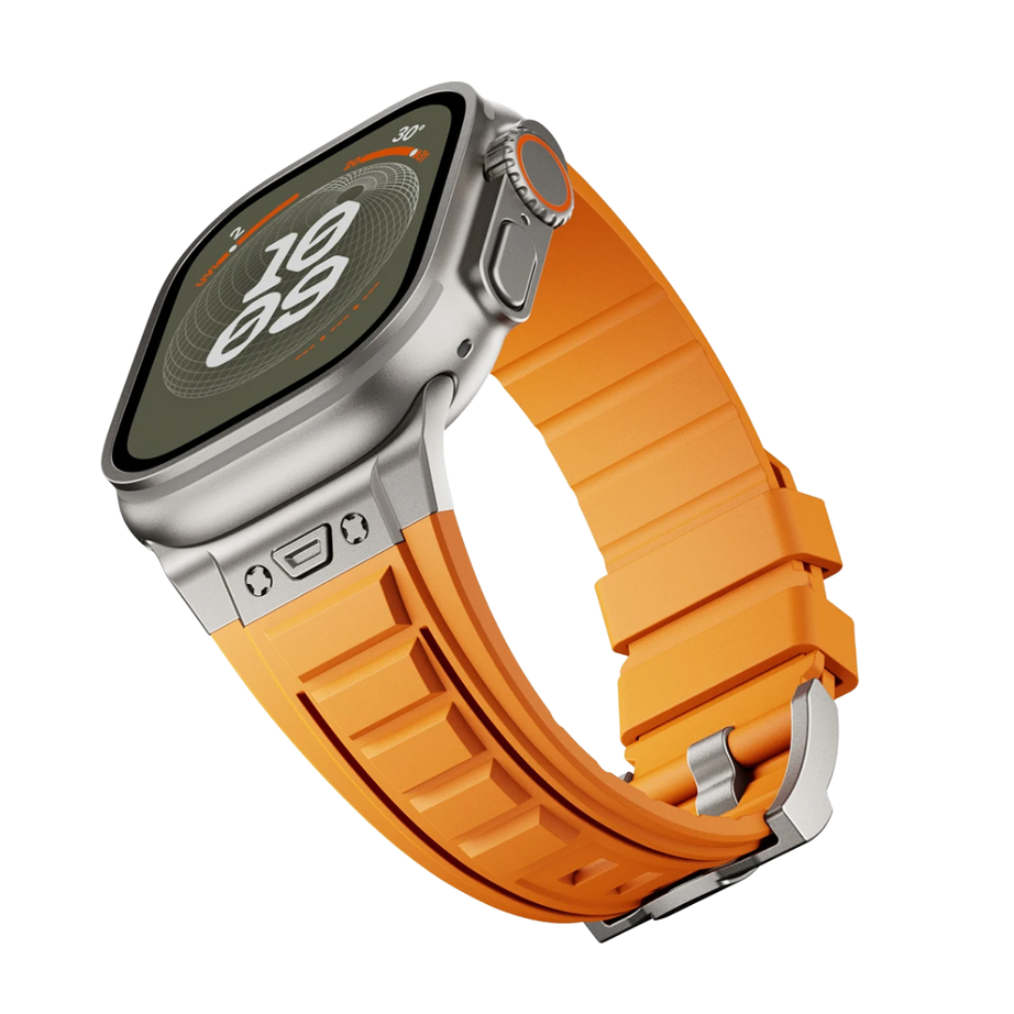 Orange Luxury Titanium Redefine Silicone Straps By Shopyholy Compatible For iWatch